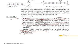 NCERT\CBSE class 12 chemistry chapter 15 Polymers part 8 co polymerisation [upl. by Eelik]