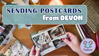 Writing Postcards from Devon England Sending Postcrossing Postcards international happy mail [upl. by Atirrehs]