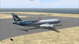 Fsx Airbus a330300 Cathay Pacific fly Hong Kong to Surabayaavi [upl. by Matias]