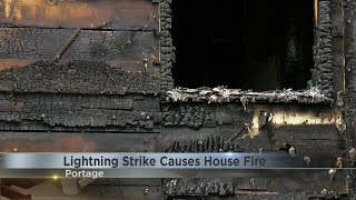 Lightning strike causes Portage home to start on fire [upl. by Shir]