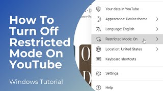 How To Turn Off Restricted Mode On YouTube PC  Disable Restricted Mode [upl. by Leora]