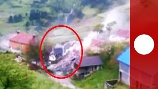 Video Landslide destroys house in Bosnia as heavy floods hit Balkans [upl. by Pavyer]