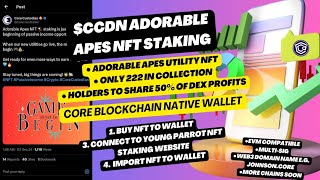 BITCOIN ALIGNED CHAIN CORE BEST NFT  CCDN ADORABLE APES NFT STAKING  2024 BEST ALTCOINS [upl. by Erdua]