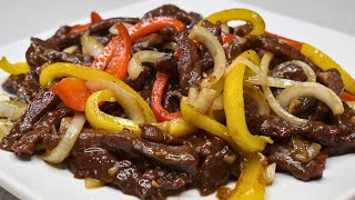 Beef Stir Fry With Onions And Bell Peppers  Juicy And Tender [upl. by Onilatac]