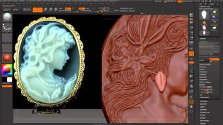 zbrush jewelry cameo Speedsculpting [upl. by Anaitsirk]