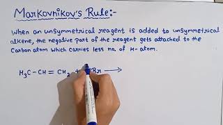 Markovnnikovs rule class 11 organic chemistry [upl. by Pliam885]