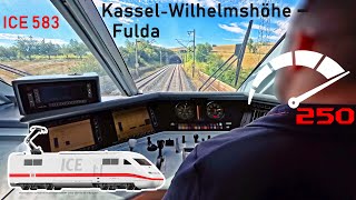 250 kmh aus Lokführersicht  ICE 583 KasselWilhelmshöhe  Fulda  ICEFührerstandsmitfahrt [upl. by Airam825]