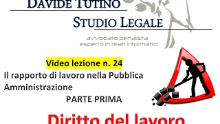 Diritto del lavoro  Video Lezione n 24 Il rapporto di lavoro nella Pubblica Amministrazione 1 [upl. by Nahtiek]