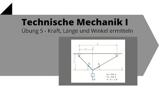 Kraft Länge und Winkel ermitteln  Technische Mechanik 1 Übung 5 [upl. by Julina]