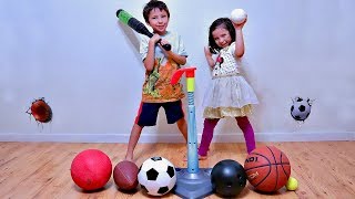 Playing and Learning Sport Ball Names with Tball Toy for Toddlers and Children [upl. by Baum]