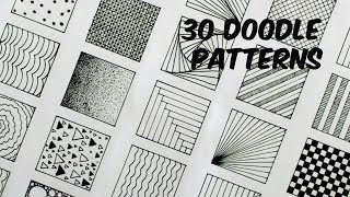 30 Patterns for Doodling  30 Doodle Patterns Zentangle Patterns Mandala Patterns [upl. by Ahtelat767]