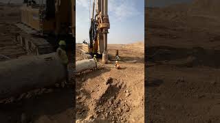 Predrilling for insert steel cashing pilling boredpile foundation construction shortvideo [upl. by Aicekat]