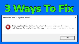 How To Fix mfdll Missing The Program Cant Start [upl. by Aliwt448]