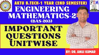 ENGINEERING MATHEMATICS 2 IMPORATANT QUESTIONS  IMPORATANT QUESTIONS UNITWISE ENGINEERING MATH 2 [upl. by Nagap]