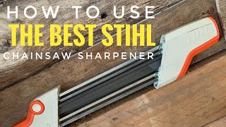 How to use the best and easiest Stihl 2 in 1 chainsaw sharpener [upl. by Isidoro]