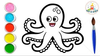 Drawing and Coloring Octopus  How to Draw Octopus  Learning Video for Kids [upl. by Sprage555]