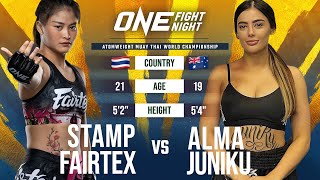 Muay Thai THRILLER  Stamp Fairtex vs Alma Juniku [upl. by Xela600]