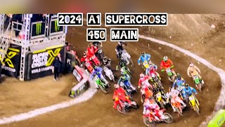 A1 2024 Supercross Watch Jettson take off 🚀 450 Main Event [upl. by Nandor290]