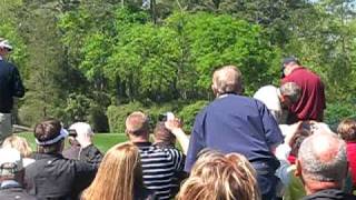 Masters  Fuzzy Zoeller invites soldier to hit his tee shot at legendary Amen Corner [upl. by Aniahs]