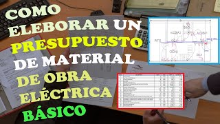 Cómo Elaborar un 📊Presupuesto de Material Obra Eléctrica💡 Básico☑️ [upl. by Llerrud122]