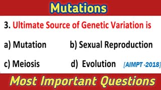 MCQs on Mutations  Genetics and Evolution  Most Important Questions [upl. by Noyad]