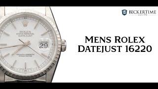 Mens Rolex Stainless Steel Datejust Watch with White Dial 16220 [upl. by Joni953]