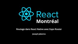 Routage dans React Native avec Expo Router FR  Joseph Joberno [upl. by Hannala]