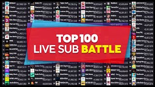 Top 100 Live Sub Battle  MrBeast UR·Cristiano amp More [upl. by Ynattirb]