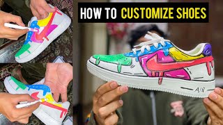 How to Customize Shoes  Simple Steps to Paint Shoes at Home  Shoes Art [upl. by Aiset928]