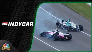 Tom Blomqvist spins in Turn 1 collects Marcus Ericsson at 108th Indy 500 start  Motorsports on NBC [upl. by Earissed]