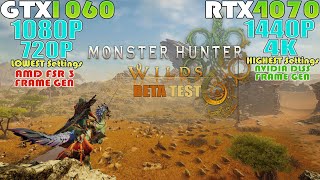 GTX 1060  RTX 4070  Monster Hunter Wilds Beta  720P 1080P 1440P amp 4K Performance Test [upl. by Gussie]