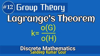 Lagranges theorem  Oder of the Group  Group Theory  Discrete Mathematics in Hindi [upl. by Emalee]