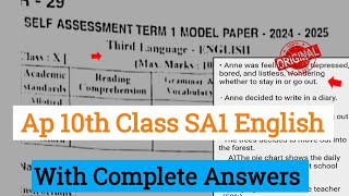 10th class English SA1 real question paper 2024 with answers💯ap 10th Sa1 English answer key 2024 [upl. by Kizzee108]