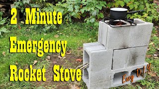 2 Minute Emergency Rocket Stove  Affordable Cinder Block Rocket Stove [upl. by Erdah572]