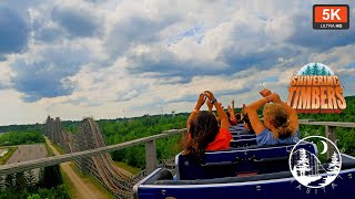 Shivering Timbers Back Row POV 5K 60 FPS  Intense Rough Airtime Machine  Michigans Adventure 2022 [upl. by Hoffert]