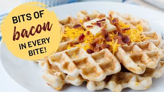 Cheddar and Bacon Waffles  Epic Savory Waffle Recipe [upl. by Leamsi686]