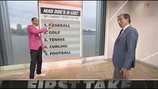 Stephen A GOES IN on Mad Dogs STRAIGHT TRASH picks for the Top 5 HARDEST sports  First Take [upl. by Enyalaj]