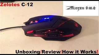 New Zelotes C12 Gaming MouseUnboxingReviewHow it Works [upl. by Kitrak914]