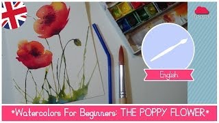 Watercolors for Beginners How to paint POPPY FLOWERS using a straw [upl. by Nylyrehc24]