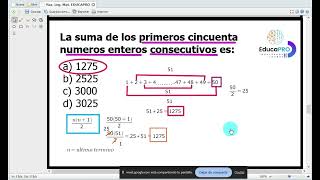 LA SUMA DE LOS PRIMEROS 50 TERMINOS Razonamiento Lógico Matemático  CLASES ESFM 2025 [upl. by Jena]