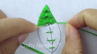 Modern Hand Embroidery Leaf Design Tutorial Amazing Leaf Embroidery Stitch Designer Leaf Embroidery [upl. by Kutzenco622]