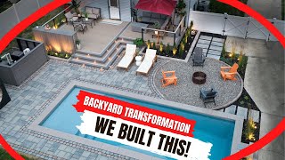 Backyard Makeover START TO FINISH Deck Patio and Pool [upl. by Jamin]