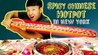 SPICY MEAT FEAST BEST Chinese Hotpot in New York Review [upl. by Aeirdna]