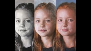 2 of 3 Glazing grisaille technique real time portrait painting tutorial [upl. by Findley609]