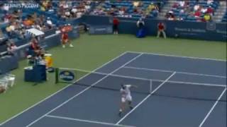 Mardy Fishs Hot Shot Lob Vs Roddick In Cincinnati Semis [upl. by Htevi]