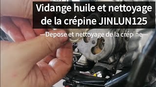 TUTO Vidange huile et nettoyage de la crépine moto chopper Jinlun 12511 [upl. by Melisse]