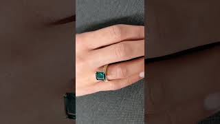 Emerald Engagement Ring Set Real Gold Women Radiant Cut Lab Emerald Bridal Set Stacking Ring [upl. by Larsen]