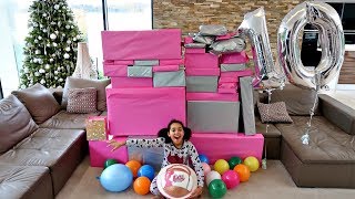 Tianas 10th Birthday Party Opening Presents Giant LOL Surprise Birthday Cake [upl. by Adnoval]