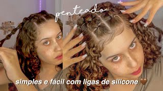 penteado simples e fácil com ligas de silicone🤎 [upl. by Tankoos916]