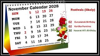 November Calendar 2028 novembercalender2028 [upl. by Lorette]